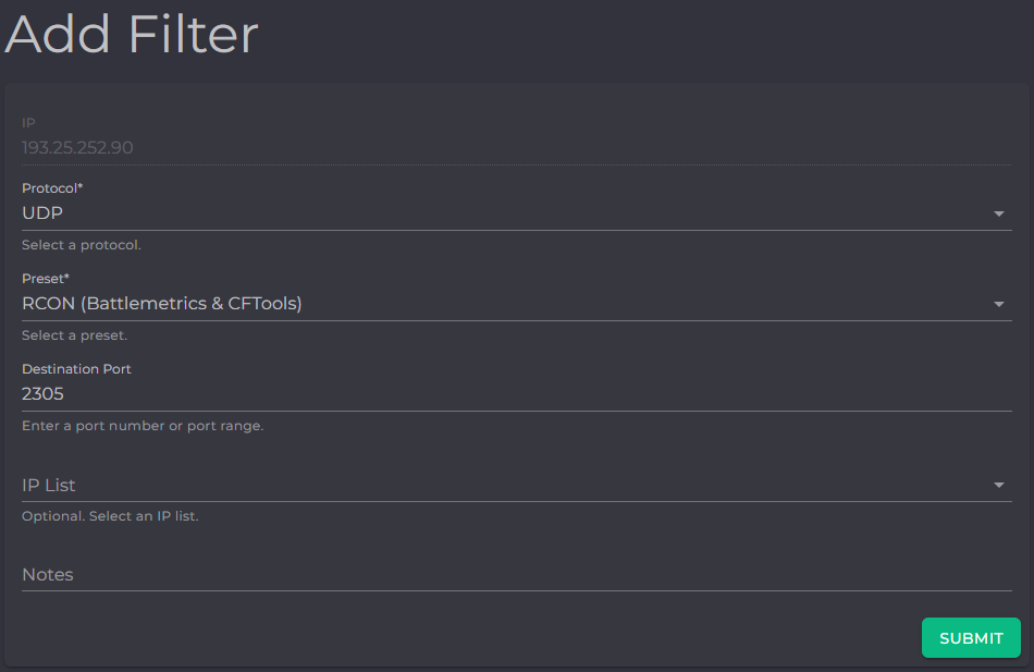 Filter for RCON Port